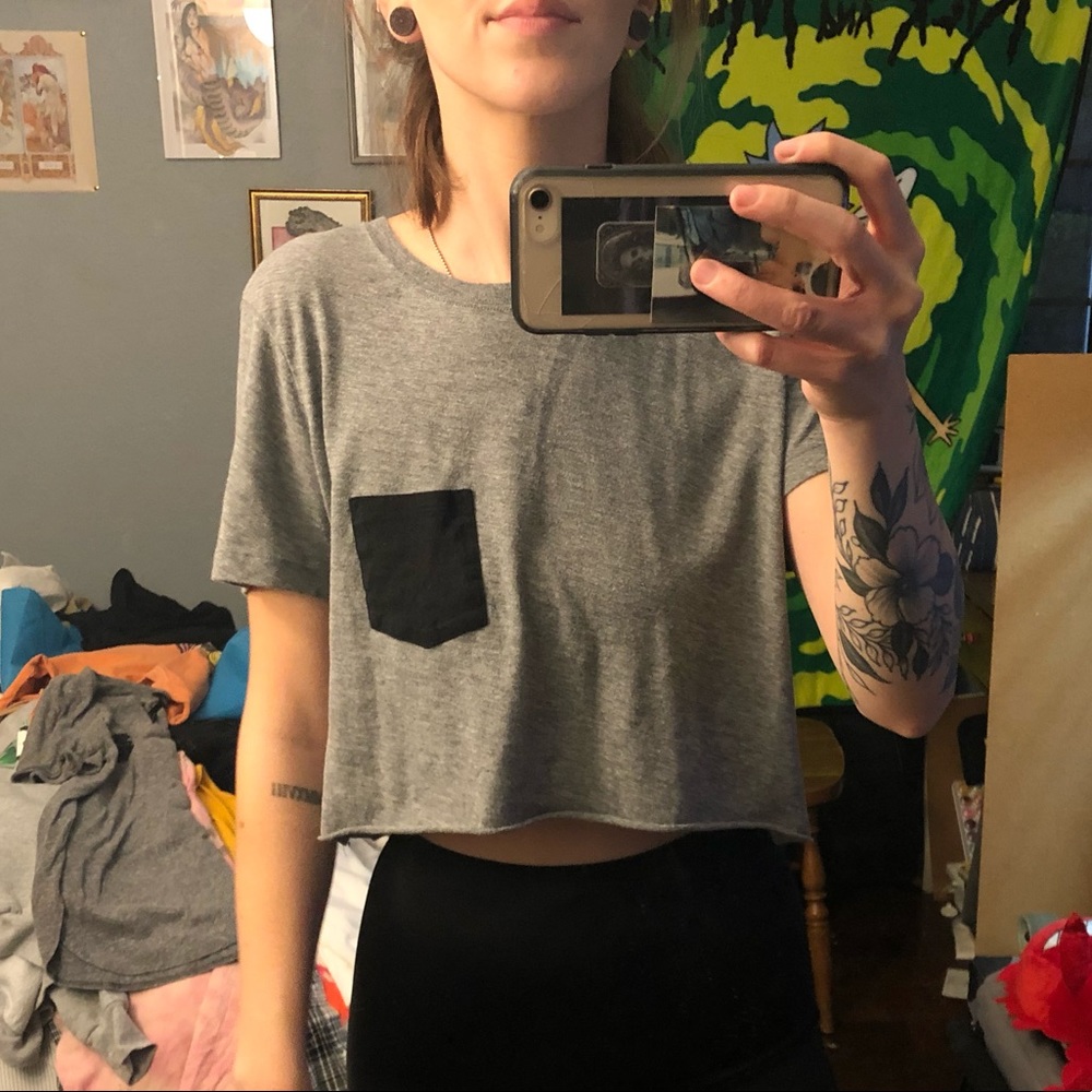 Grey PINK Crop top